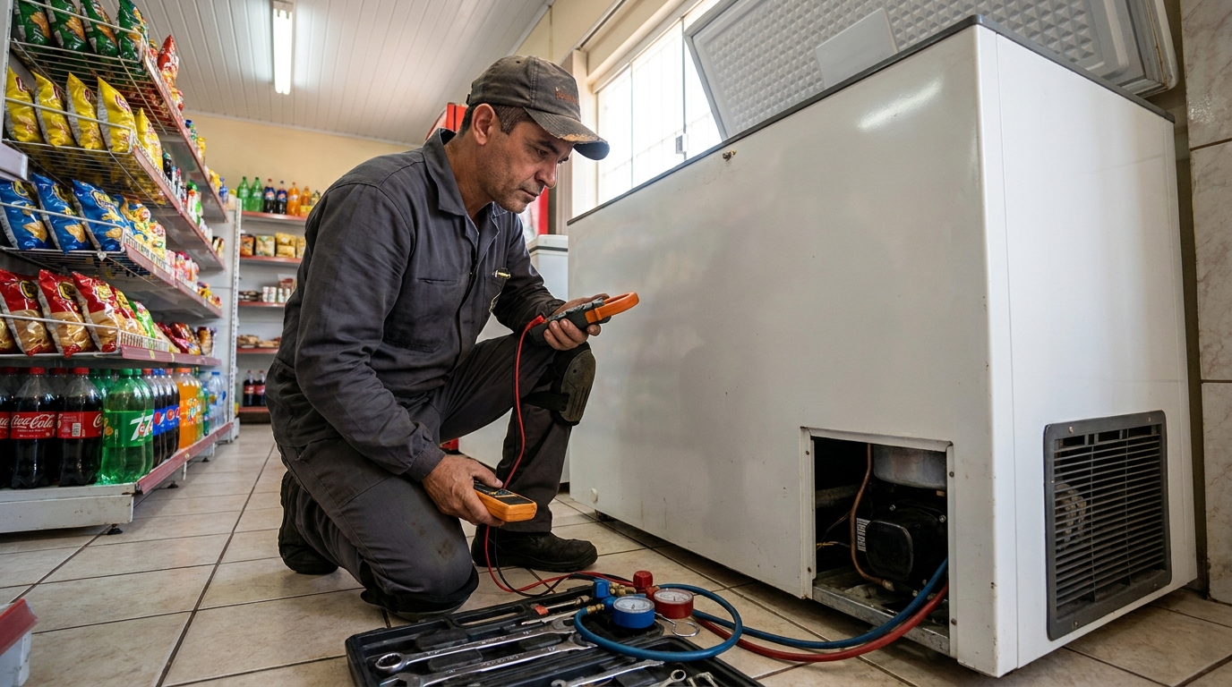 Reparo na placa eletrônica do freezer no Abranches, Curitiba‑PR